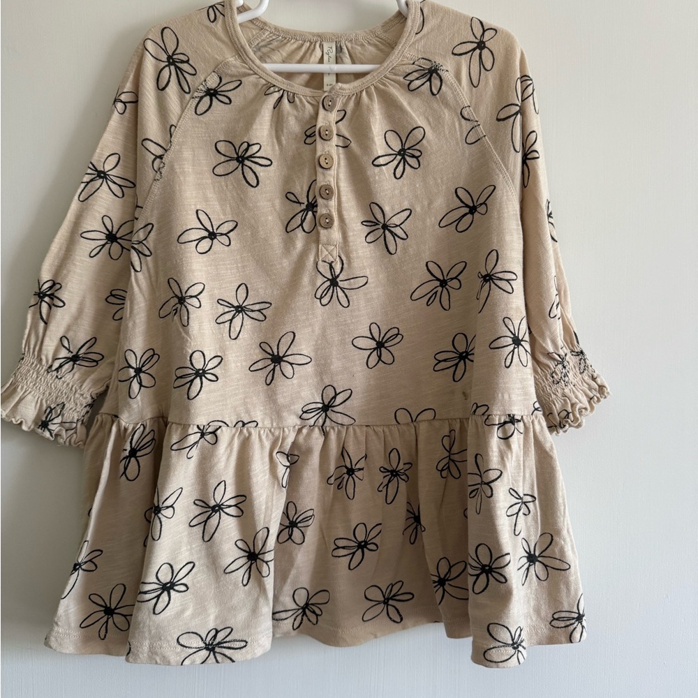 Rylee and CruFloral Beige Kids Dress
